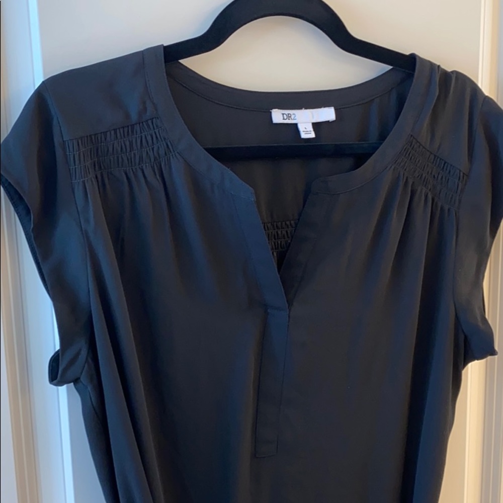 Black DR2 Dress with Ruching and Tie Waist Sz L